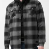 Seveno Men's Shacket in Grey Black Plaid - BPM13670B