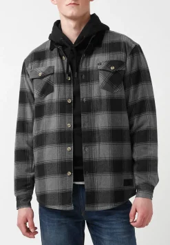 Seveno Men's Shacket in Grey Black Plaid - BPM13670B