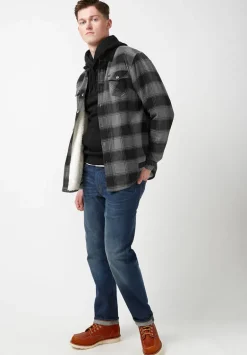 Seveno Men's Shacket in Grey Black Plaid - BPM13670B