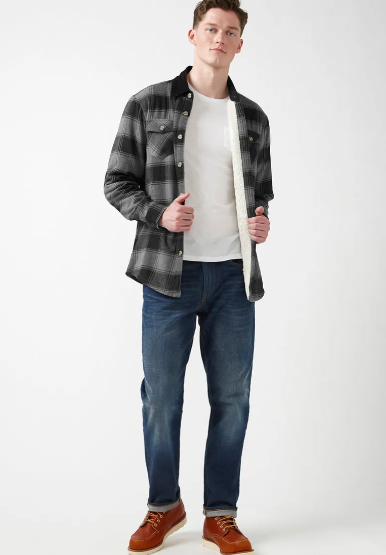Seveno Men's Shacket in Grey Black Plaid - BPM13670B