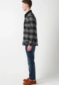 Seveno Men's Shacket in Grey Black Plaid - BPM13670B