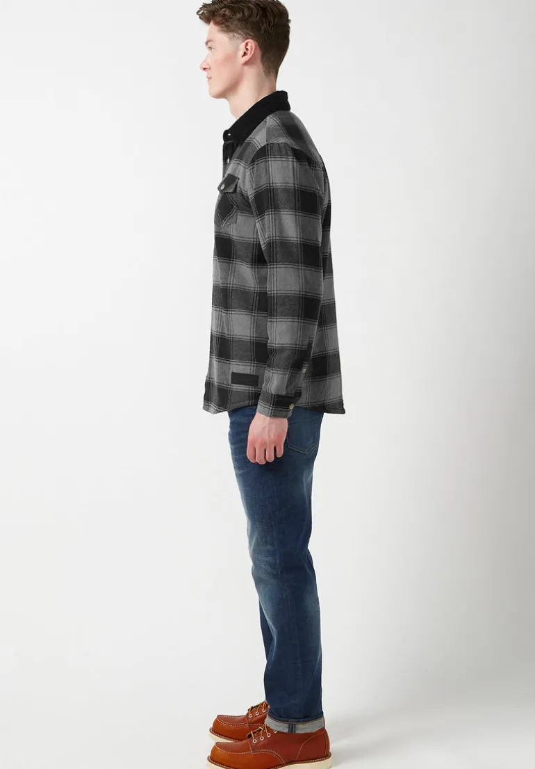 Seveno Men's Shacket in Grey Black Plaid - BPM13670B