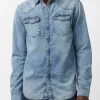 Sheldon Men’s Long-Sleeve Shirt, Light Denim Blue - BM22636