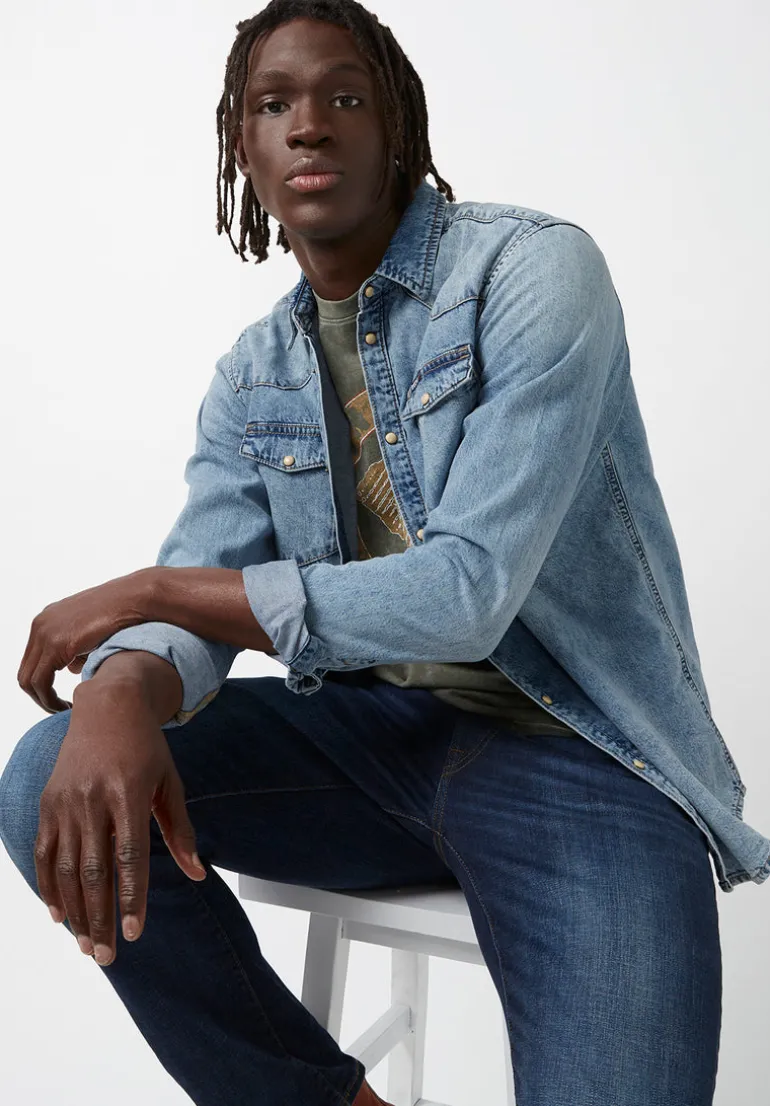 Sheldon Men’s Long-Sleeve Shirt, Light Denim Blue - BM22636