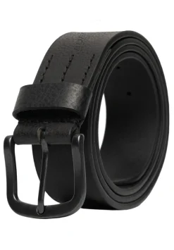 Shrunken Full Grain Black Buffalo Leather Belt with Blackened Finish - BB1005C04