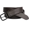 Shrunken Full Grain Brown Buffalo Leather Belt with Blackened Finish - BB1005C13