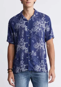 Sidny Men's Short-Sleeve Printed Shirt in Blue Depths - BM24287