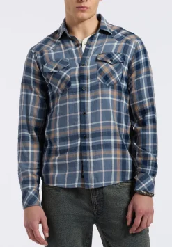 Sierra Men's Long-Sleeve Plaid Fitted Shirt, Moonlight Blue - BM24551