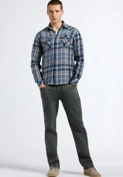 Sierra Men's Long-Sleeve Plaid Fitted Shirt, Moonlight Blue - BM24551