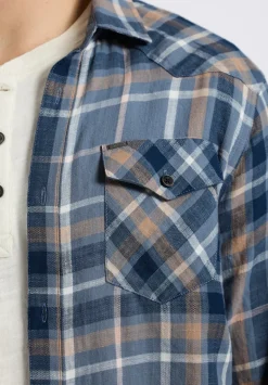 Sierra Men's Long-Sleeve Plaid Fitted Shirt, Moonlight Blue - BM24551