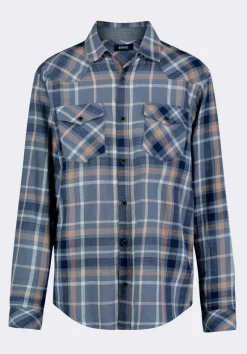 Sierra Men's Long-Sleeve Plaid Fitted Shirt, Moonlight Blue - BM24551