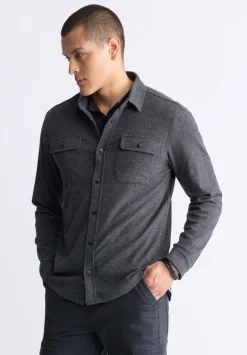 Sigge Men's Long-Sleeve Blanket Shirt with Chest Pockets, Charcoal - BM24460