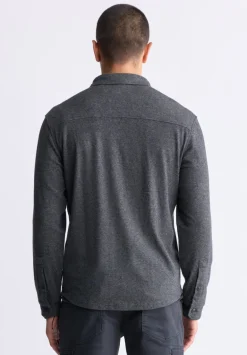 Sigge Men's Long-Sleeve Blanket Shirt with Chest Pockets, Charcoal - BM24460