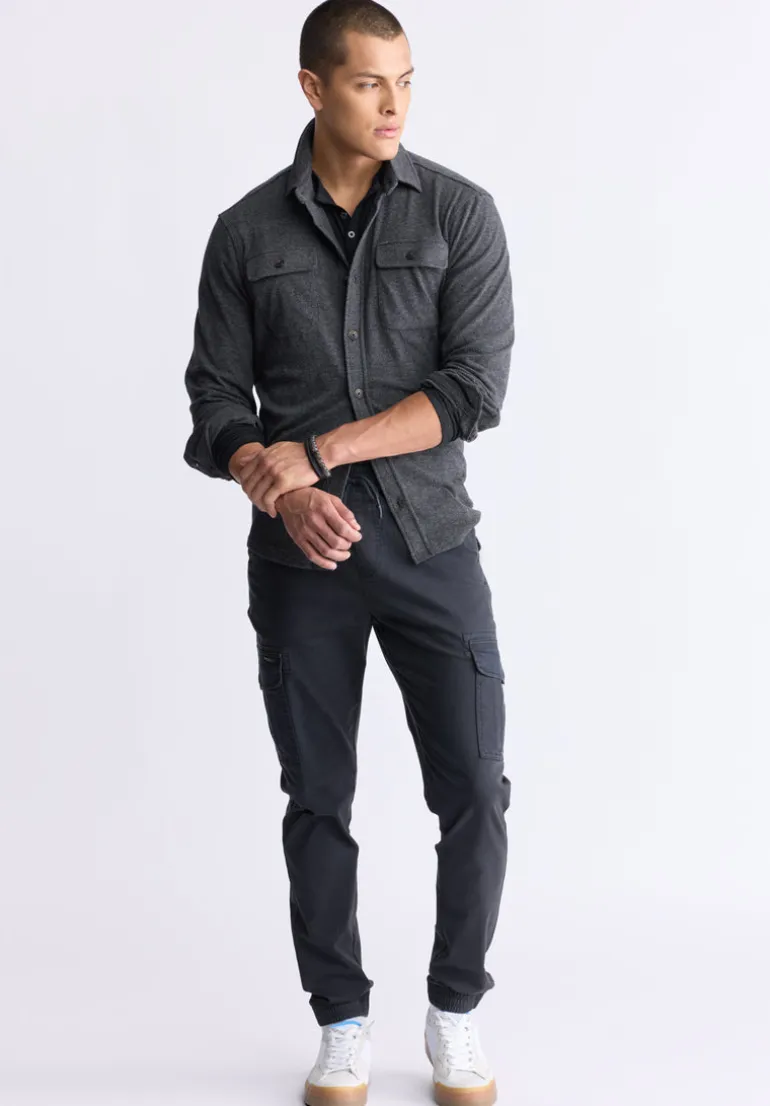 Sigge Men's Long-Sleeve Blanket Shirt with Chest Pockets, Charcoal - BM24460