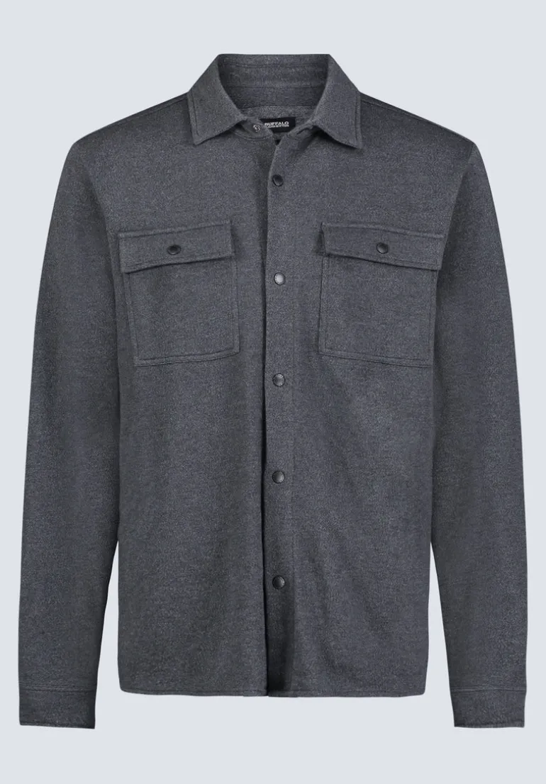 Sigge Men's Long-Sleeve Blanket Shirt with Chest Pockets, Charcoal - BM24460