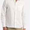 Simbio Men's Long-Sleeve Linen Blend Fitted Shirt, Milk - BM24561