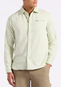 Simbio Men's Long-Sleeve Linen Blend Fitted Shirt, Dusty Aqua - BM24561