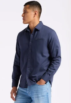 Simbio Men's Long-Sleeve Linen Blend Fitted Shirt, Whale - BM24561
