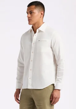 Simbio Men's Long-Sleeve Linen Blend Fitted Shirt, Milk - BM24561