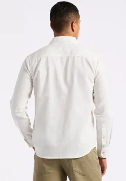 Simbio Men's Long-Sleeve Linen Blend Fitted Shirt, Milk - BM24561