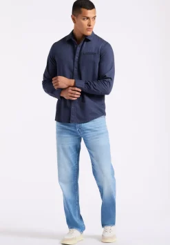 Simbio Men's Long-Sleeve Linen Blend Fitted Shirt, Whale - BM24561