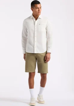 Simbio Men's Long-Sleeve Linen Blend Fitted Shirt, Milk - BM24561