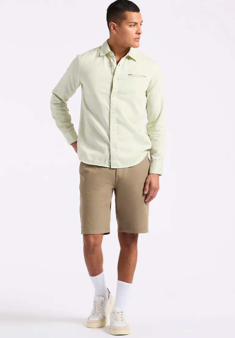 Simbio Men's Long-Sleeve Linen Blend Fitted Shirt, Dusty Aqua - BM24561