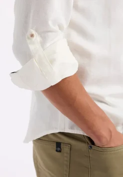 Simbio Men's Long-Sleeve Linen Blend Fitted Shirt, Milk - BM24561
