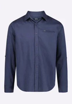 Simbio Men's Long-Sleeve Linen Blend Fitted Shirt, Whale - BM24561