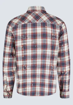Simbio Men's Long-Sleeve Plaid Fitted Shirt, Beige, Blue & Red - BM24429