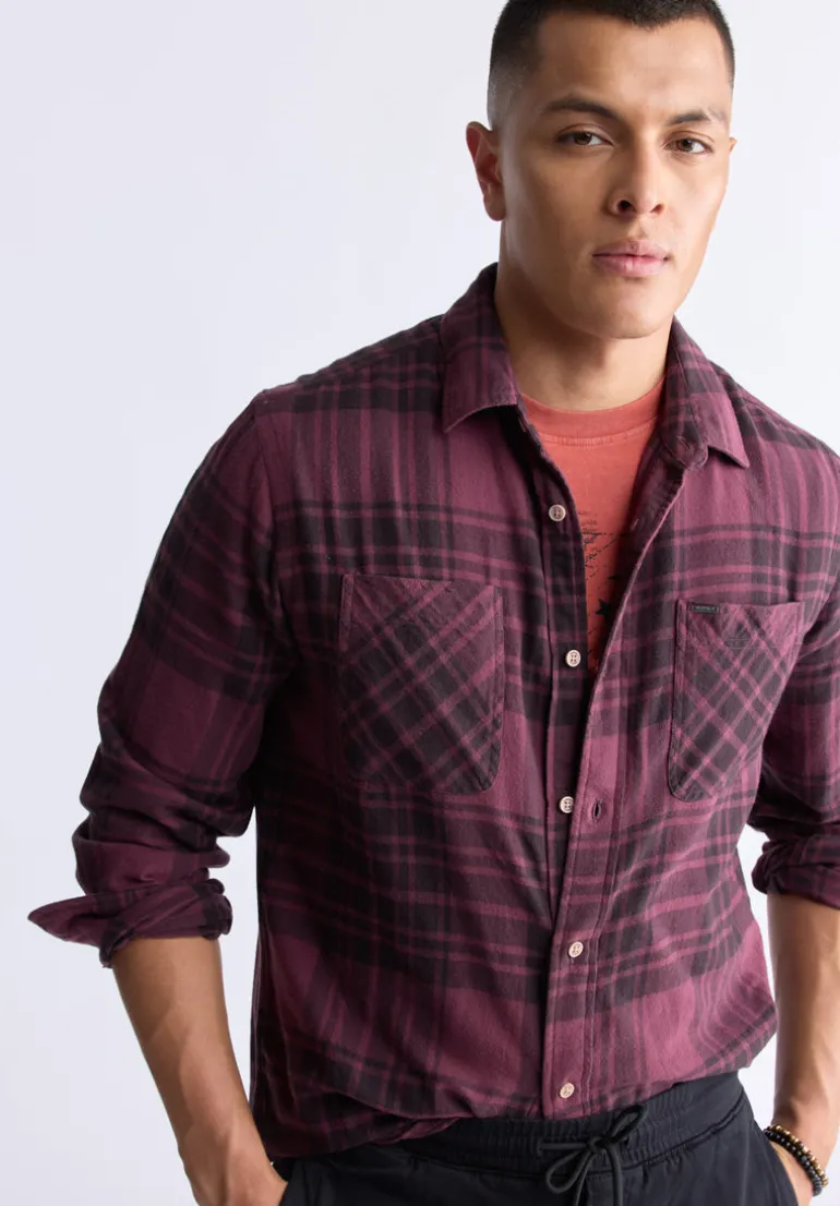 Sinato Men's Classic Plaid Shirt, Fico Red - BM24449