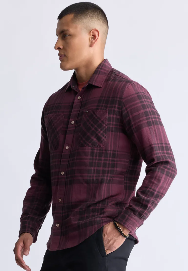 Sinato Men's Classic Plaid Shirt, Fico Red - BM24449