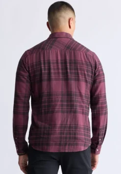 Sinato Men's Classic Plaid Shirt, Fico Red - BM24449