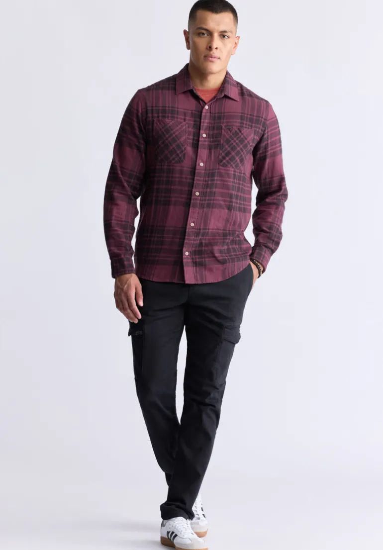 Sinato Men's Classic Plaid Shirt, Fico Red - BM24449