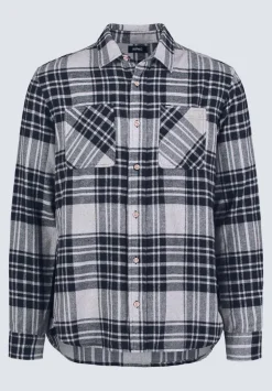 Sinato Men's Classic Plaid Shirt, Grey - BM24449