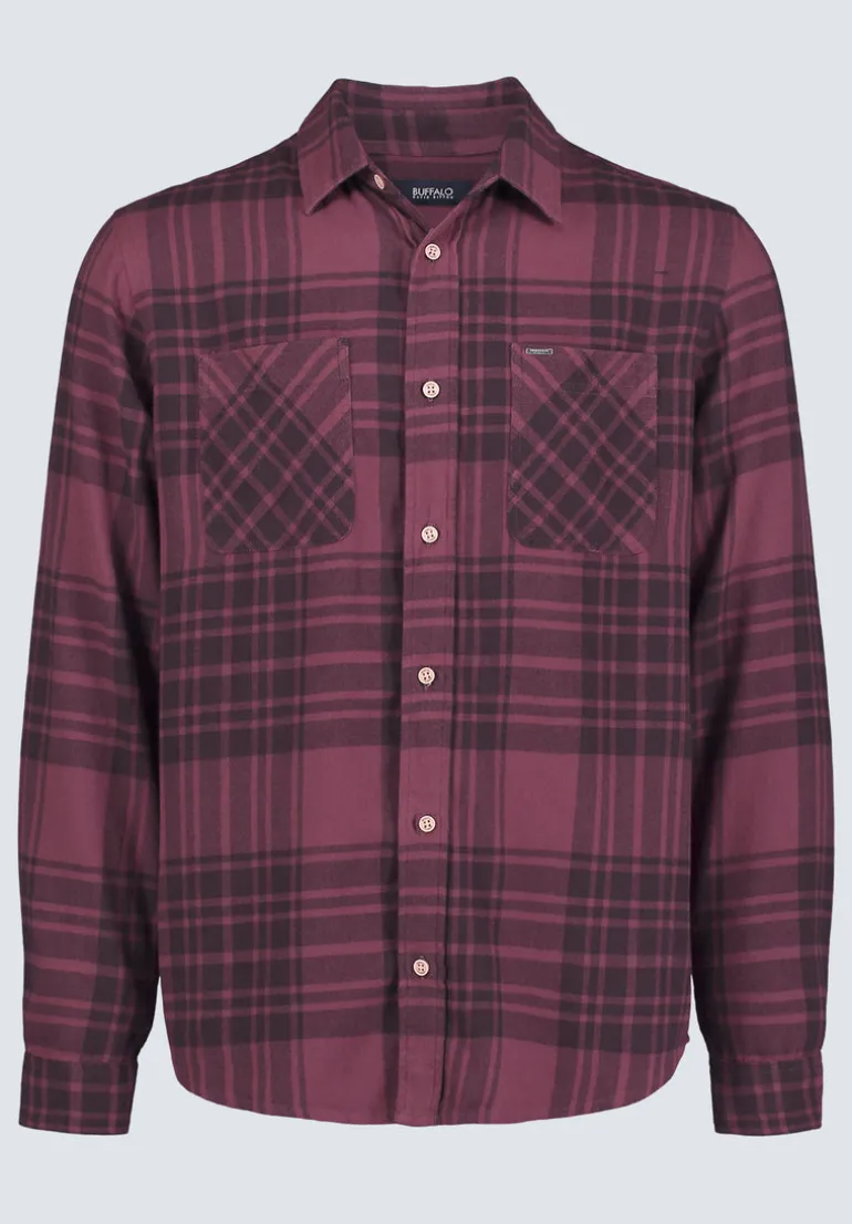 Sinato Men's Classic Plaid Shirt, Fico Red - BM24449