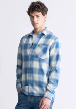 Sinclair Men's Long-Sleeve Plaid Shirt, Blue - BM24428