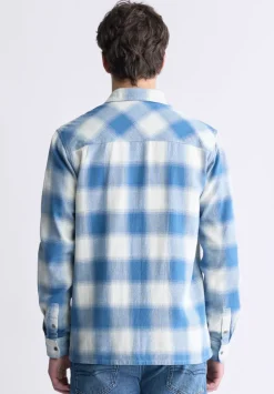 Sinclair Men's Long-Sleeve Plaid Shirt, Blue - BM24428