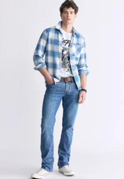 Sinclair Men's Long-Sleeve Plaid Shirt, Blue - BM24428