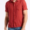 Sirilo Men's Fitted Short Sleeve Shirt, Baked Apple Red - BM24594