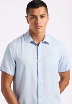 Sirilo Men's Fitted Short Sleeve Shirt, Halogen Blue - BM24594