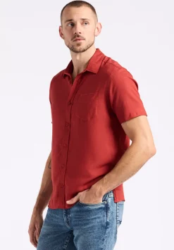 Sirilo Men's Fitted Short Sleeve Shirt, Baked Apple Red - BM24594