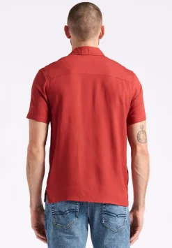 Sirilo Men's Fitted Short Sleeve Shirt, Baked Apple Red - BM24594