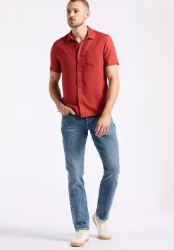 Sirilo Men's Fitted Short Sleeve Shirt, Baked Apple Red - BM24594