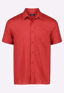 Sirilo Men's Fitted Short Sleeve Shirt, Baked Apple Red - BM24594