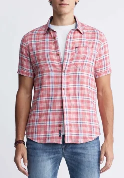 Sirilo Men’s Plaid Short-Sleeve Shirt in Red - BM24283