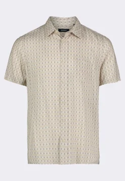 Sirilo Men's Short Sleeve Fitted Shirt with Geometric Print, Milk - BM24652