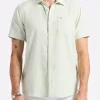 Sirilo Men's Short-Sleeve Striped Fitted Shirt, Dusty Aqua - BM24562