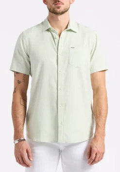 Sirilo Men's Short-Sleeve Striped Fitted Shirt, Dusty Aqua - BM24562