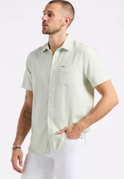 Sirilo Men's Short-Sleeve Striped Fitted Shirt, Dusty Aqua - BM24562